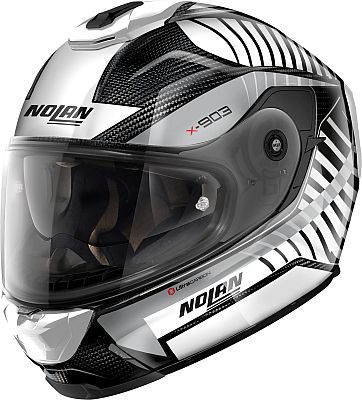 Nolan X-903 Ultra Carbon Starlight N-Com, Integralhelm - Schwarz/Weiß/Silber - M von Nolan