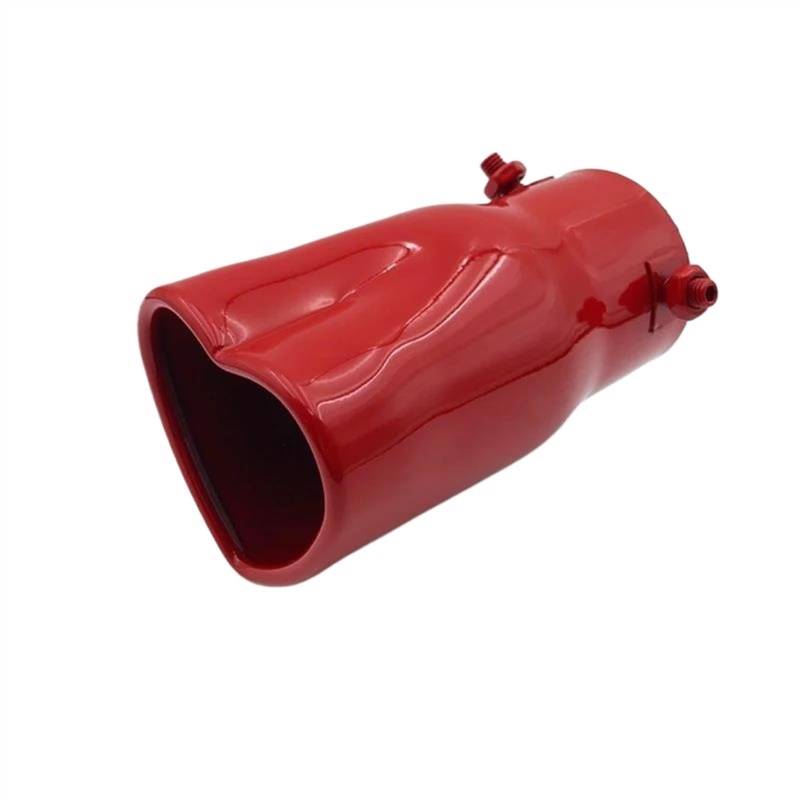 Auto Zubehör Mode Design Herz Form Stil Edelstahl Carbon Faser Auspuff Tipps Schalldämpfer Endrohr Rohr Geändert Exhaust End Pipe (Color : Rot, Größe : Straight) von Nonuiny