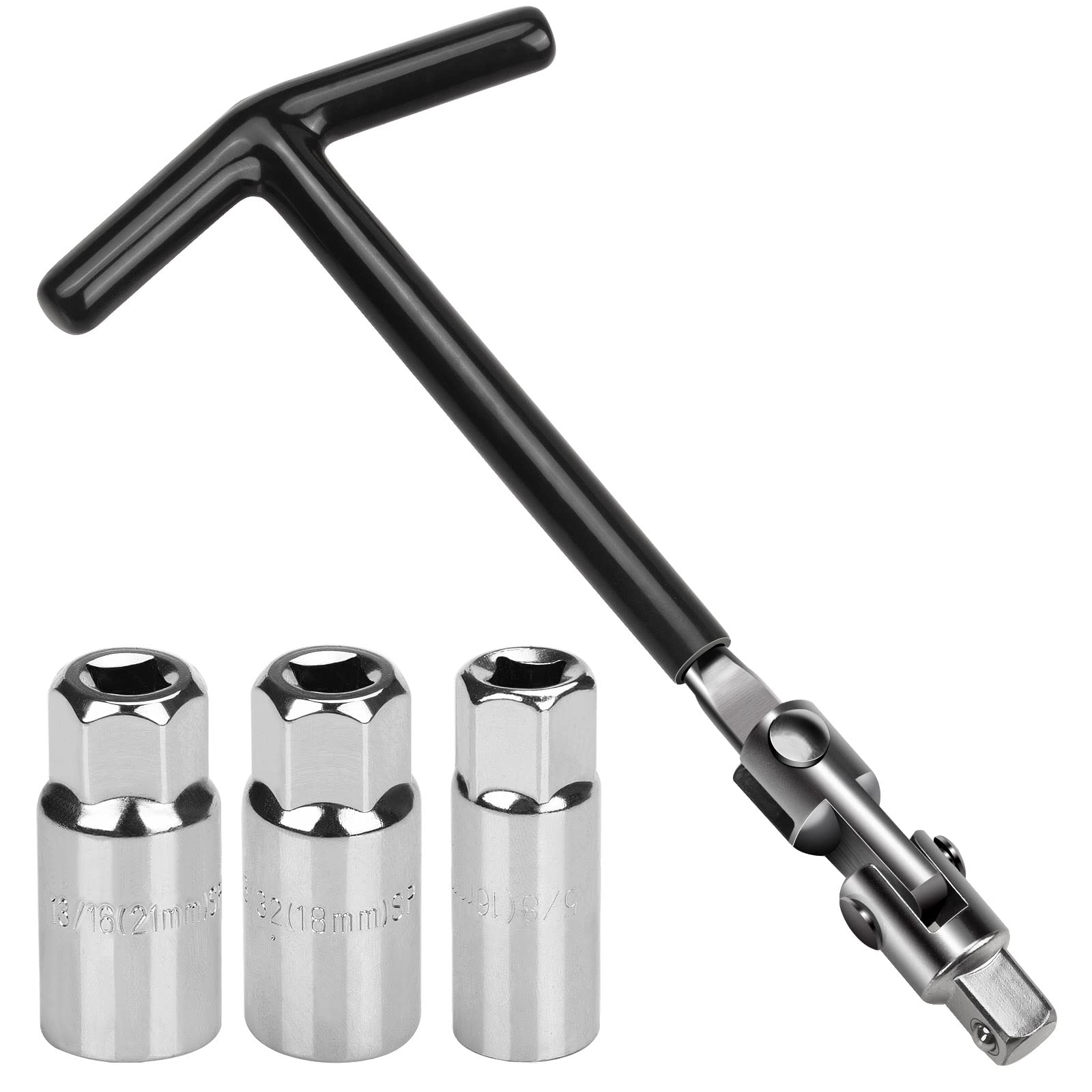 Noosverl Zündkerzenschlüssel Universal 21 mm Zündkerzenschlüssel für Auto und Motorrad Zündkerzen Entferner Werkzeug 16mm/21mm (Schwarz) von Noosverl