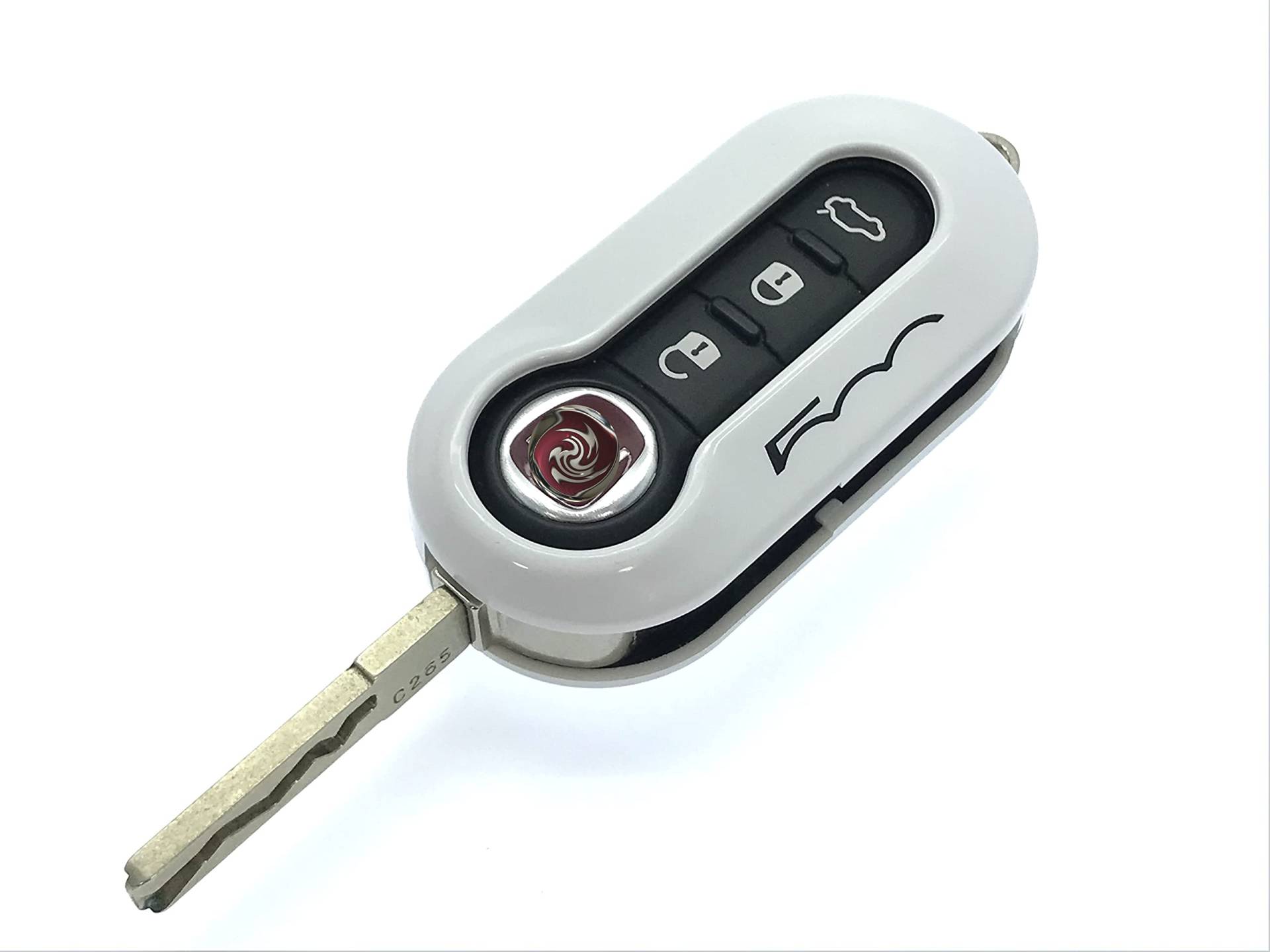 Nordecco Glänzende Schlüsselanhänger-Schutzhülle, kompatibel mit Fiat 500C 500–500L Abarth Grande Punto Brava Panda Stilo Linea (weiß) von Nordecco