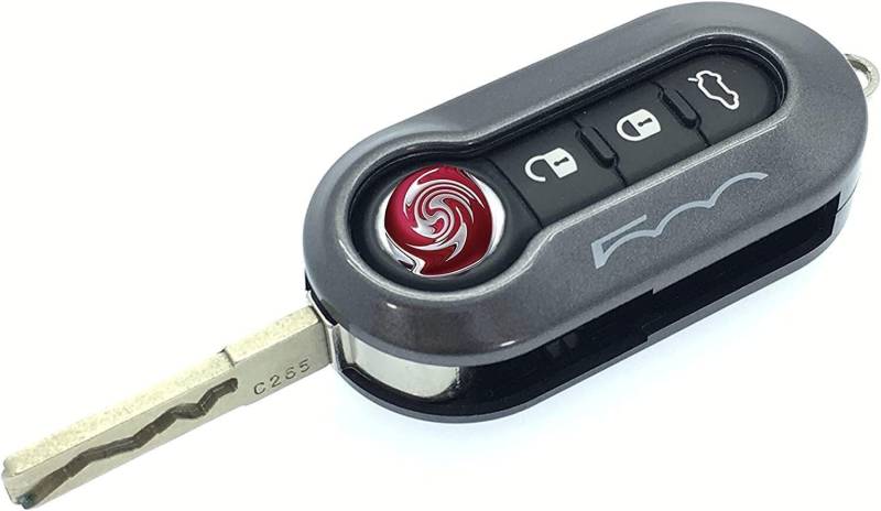 Nordecco Glänzende Schlüsselanhänger-Schutzhülle, kompatibel mit Fiat 500C 500–500L Abarth Grande Punto Brava, Panda, Stilo, Linea (grau) von Nordecco
