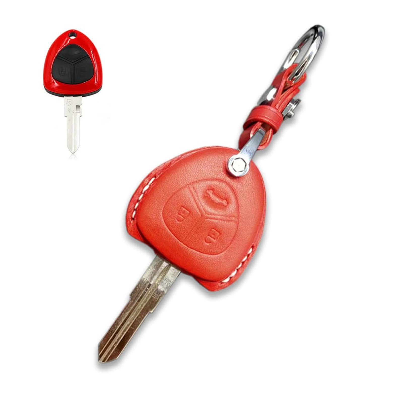 Noreyvis Handgefertigte Schlüsselhülle aus echtem Leder, Schutzhülle mit Schlüsselanhänger, kompatibel für Ferrari 612 599 GTB FF 458 Italia (rot) von Noreyvis