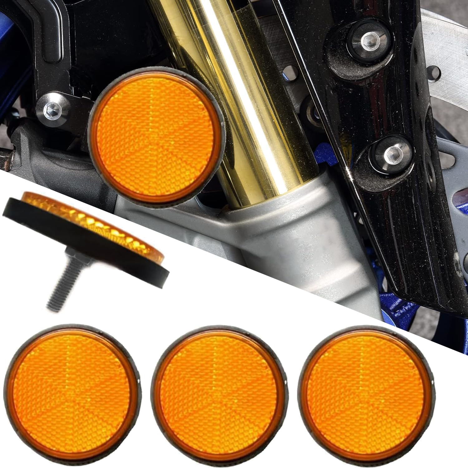 Norhogo 4 Stück anschraubbare Reflektoren, Runder Reflektor Reflektor Φ58mm, Motorrad Reflektor mit Schrauben und Muttern, Sicherheitsreflektor für Wohnmobile, Anhänger und Masten, Gelb Norhogo 4 Stück anschraubbare Reflektoren, Runder Reflektor Reflektor Φ58mm, Motorrad Reflektor mit Schrauben und Muttern, Sicherheitsreflektor für Wohnmobile, Anhänger und Masten, Gelb von Norhogo