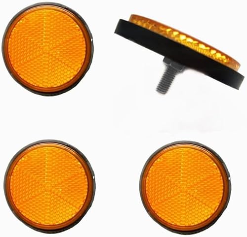 Norhogo 4 Stück runde Reflektoren Φ58 mm gelb mit Schrauben und Muttern M6, Sicherheitsreflektor für Wohnmobile, Anhänger und Pfosten, Reflektoren von Norhogo