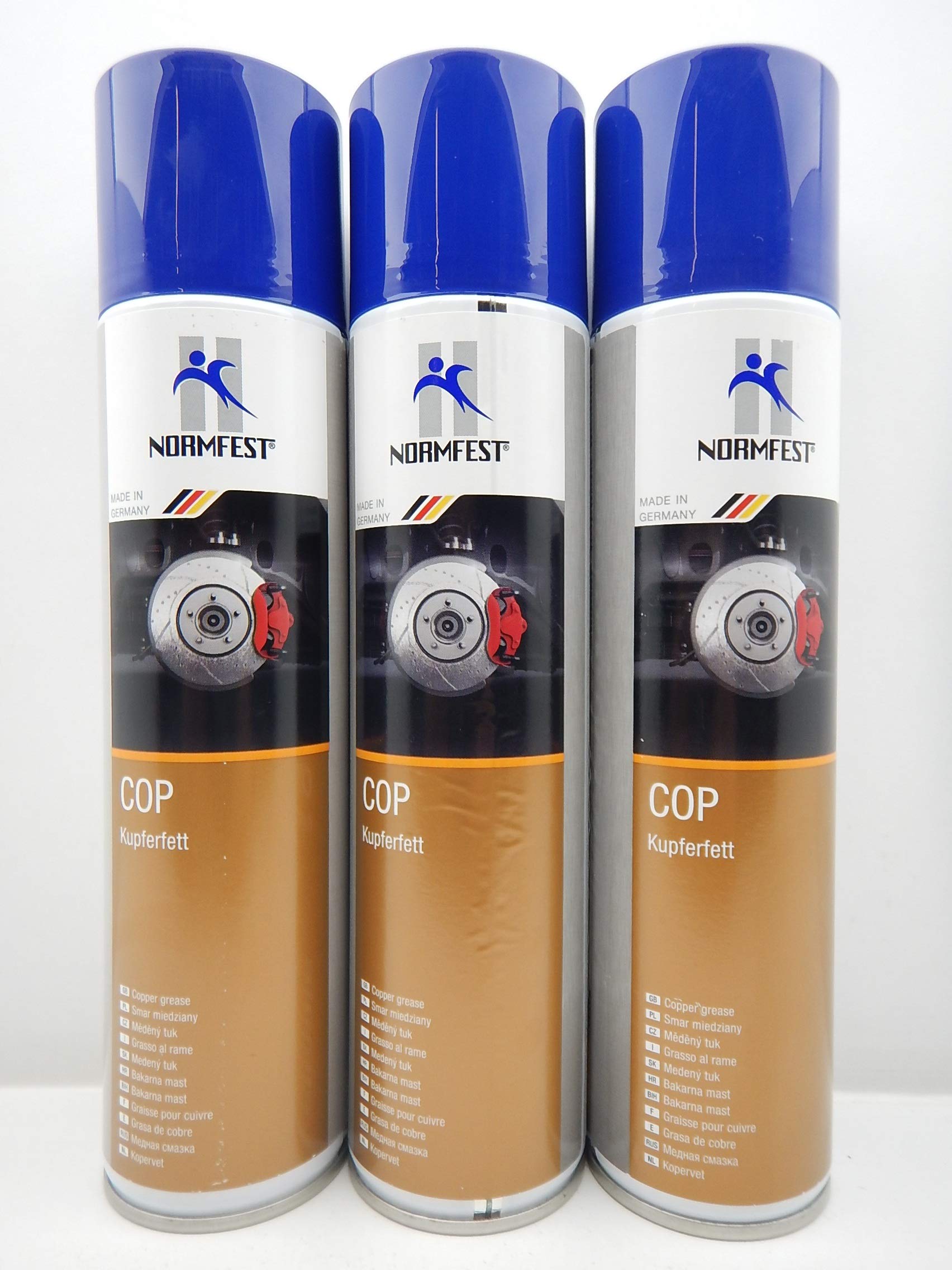 Normfest Kupferfett Spray COP - Hochleistungs Schmiermittel für Bremsen und Verschraubungen 3x 400ml von Normfest