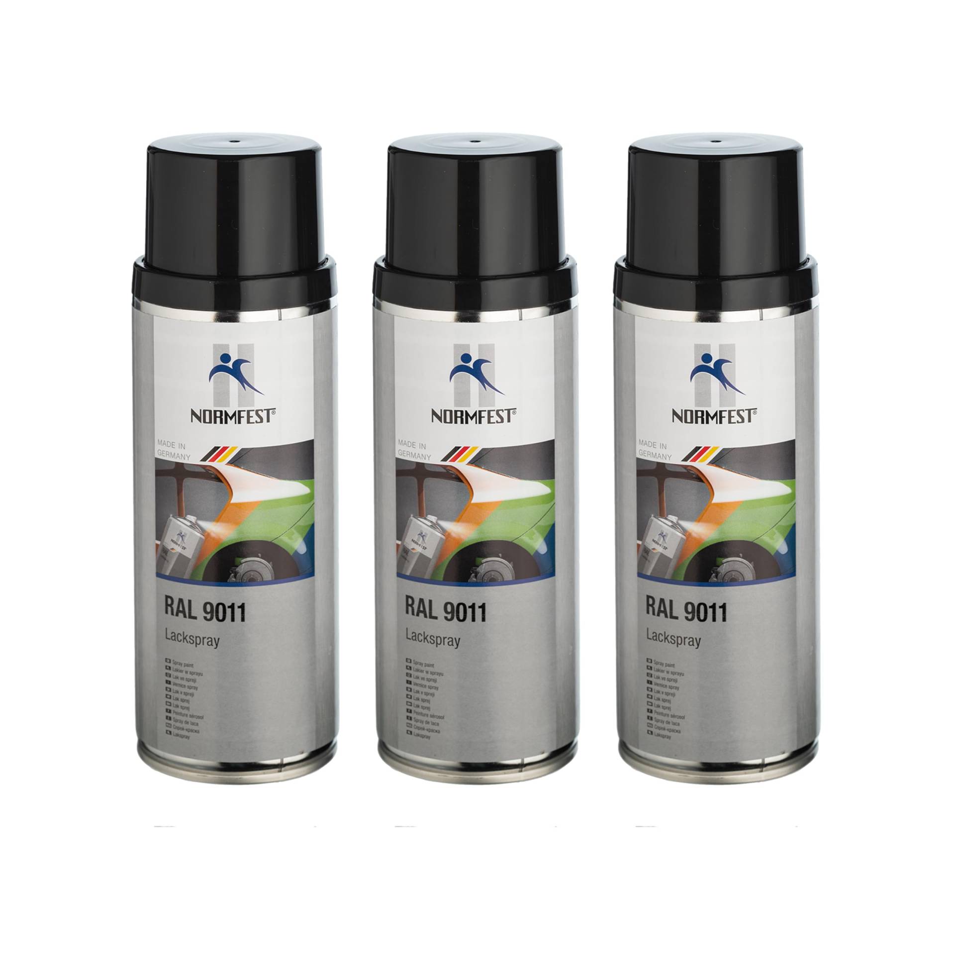 Normfest Lackspray RAL 9011 graphitschwarz seidenglatt 3x 400 ml Normfest Lackspray RAL 9011 graphitschwarz seidenglatt 3x 400 ml von Normfest