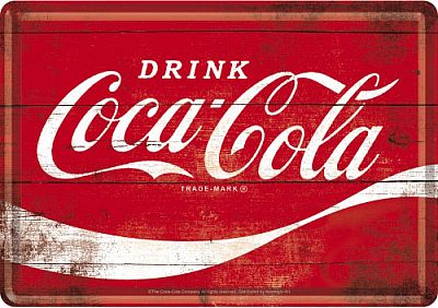 Nostalgic Art Coca-Cola - Logo Red Wave, Blechpostkarte - 14 cm x 10 cm von Nostalgic Art