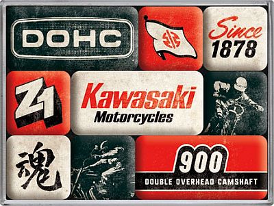 Nostalgic Art Kawasaki - Motorcycles Since 1878, Magnet-Set - 9 cm x 2 cm x 7 cm von Nostalgic Art