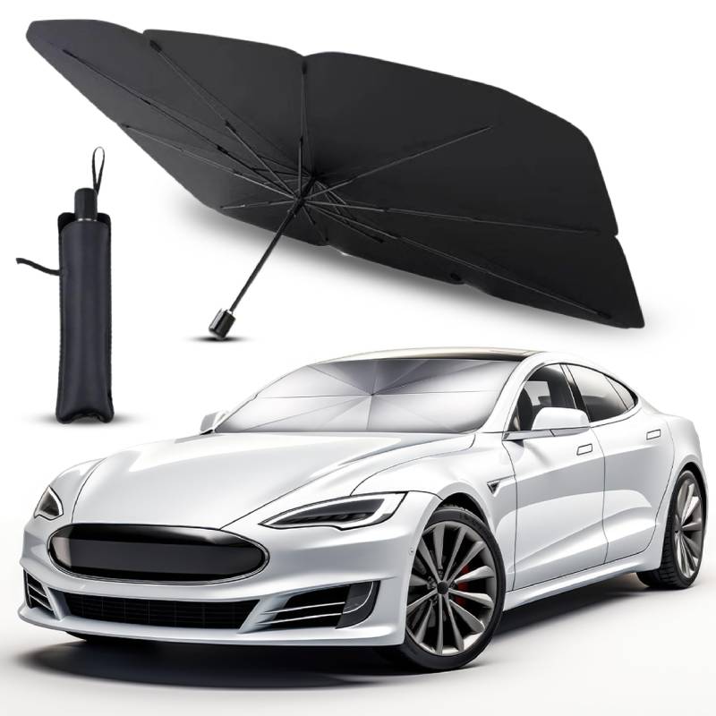Sonnenschutz Auto Frontscheibe Windschutzscheibe Sonnenschutz LKW Auto-Sonnenschirm 140x80 cm UV-beständiger Auto Sonnen Schutz frontscheibe mit 360° drehbarer Achse und Titan-Beschichtung von Nothern Peaks