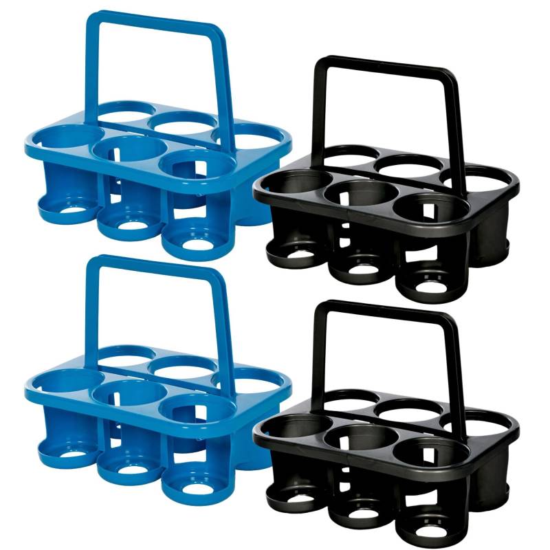 Novaliv 4X Flaschenträger für 24 Flaschen - Stabiler Halt - Getränkekorb Kunststoff, Stapelbar, 32x23x28cm Anthrazit Silber- Ideal für Küche & Keller Getränkekorb Bierträger Getränketräger von Novaliv