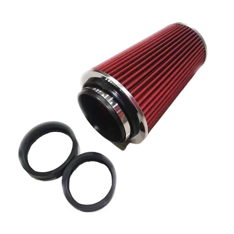 Auto Ansaugschlauch 76/89/101 MM Universal Auto Teile Auto Luftfilter High Flow Ansaugfilter Ansaugfilter Sport Power Mesh Kegel Kaltluft-Induktions-Kit Luftansaugschlauch(Long red) von Nqkcuac