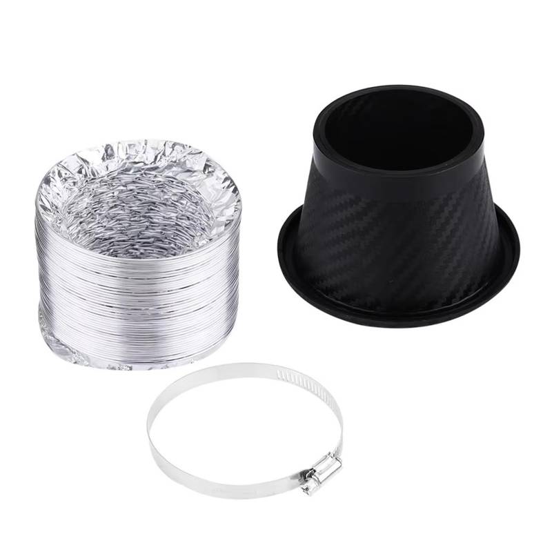 Auto Ansaugschlauch ABS-Turbinen-Einlassrohr Lufttrichter Kohlefaser-Look Universelles Auto-Frontstoßstange Turbo-Lufteinlassrohr-Kit Modifikationszubehör Luftansaugschlauch(Round) von Nqkcuac