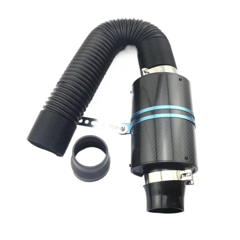 Auto Ansaugschlauch Ansaugkit Luftfilterkasten Lufteinlass Mit Lüfter Universal Racing Kohlefaser-Kaltzufuhr-Induktionskit Luft/Oder Ohne Lüfter Luftansaugschlauch(Blue) von Nqkcuac