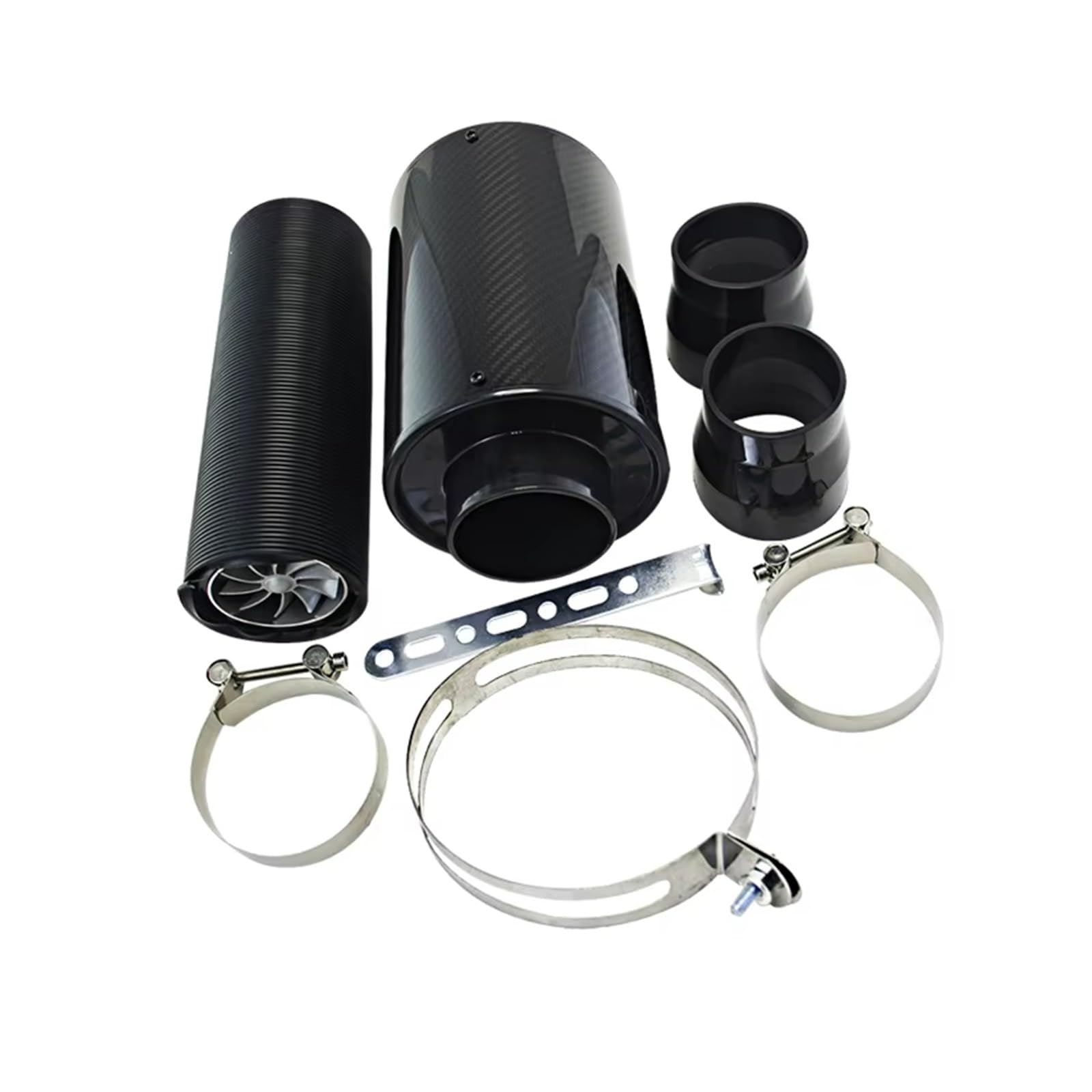 Auto Ansaugschlauch Lufteinlass-Kit Luftfilterkasten/ODER OHNE LÜFTER Lufteinlass Mit Lüfter Universal Racing Carbon Fiber Cold Feed Induction Kit Luftansaugschlauch(with Fan) von Nqkcuac