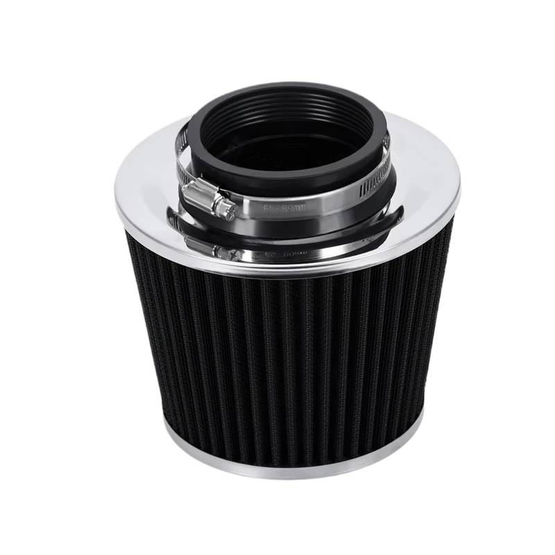 Auto Ansaugschlauch Luftfilter Und Kaltluftansaugrohr Turbo-Induktionsrohr-Set Mit Luftfilterkegel Universell 3 Zoll 76 Mm JR-AIT28 + IMK14 Luftansaugschlauch(Black) von Nqkcuac