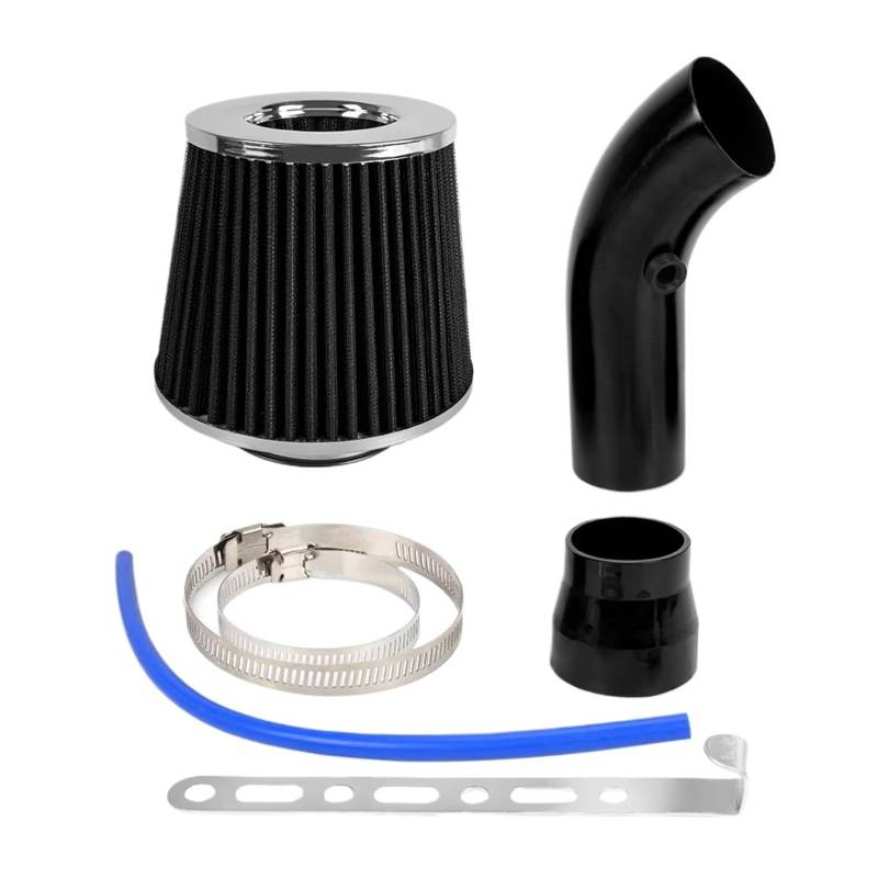 Auto Ansaugschlauch Pilzkopf-Luftfilter Ansaugrohrfilter Hoher Durchfluss Hoher Kaltkegel Aluminiumrohr-Kit Auto Umgerüstet 76 Mm Luftansaugschlauch(Black) von Nqkcuac