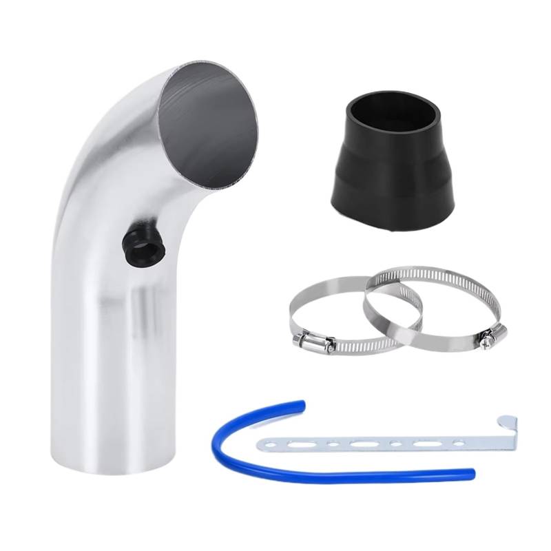 Auto Ansaugschlauch Rohrsatz Mit Luftfilterkegel JR-AIT28 + IMK14 Universal 3" 76 Mm Luftfilter Und Kaltluftansaugrohr Turbo-Induktion Luftansaugschlauch(SilverPIPE) von Nqkcuac