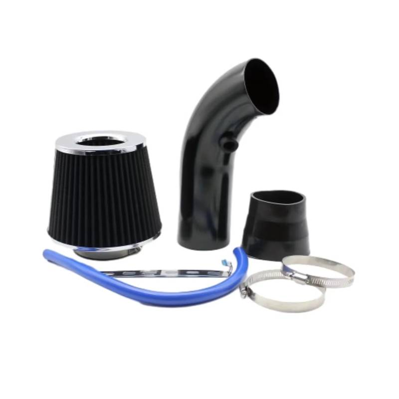 Auto Ansaugschlauch Winter-Pilzkopf-Luftfilter Ansaugrohrfilter Hoher Durchfluss Hoher Kaltluftfilter Aluminiumrohr-Set Für Auto Nachgerüstet 76 Mm Luftansaugschlauch(Black) von Nqkcuac