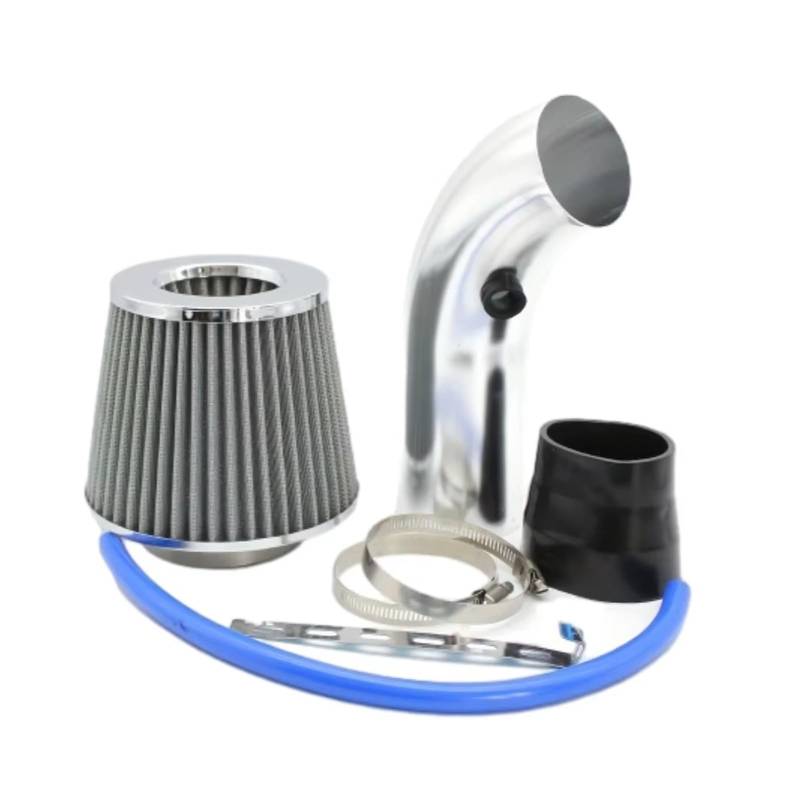 Auto Ansaugschlauch Winter-Pilzkopf-Luftfilter Ansaugrohrfilter Hoher Durchfluss Hoher Kaltluftfilter Aluminiumrohr-Set Für Auto Nachgerüstet 76 Mm Luftansaugschlauch(Silver) von Nqkcuac