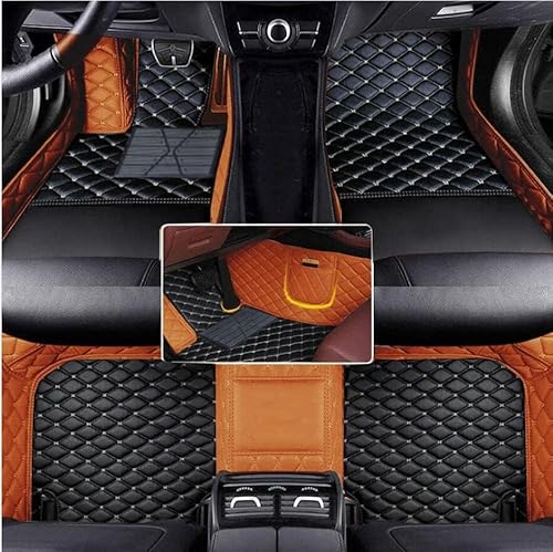 Nsgdda Nach Maß Auto Fußmatten Auto Matte Anpassbare 98% Auto Modell PU Leder voller bedeckter Schutz Advanced Performance Liners (Hellbraun+schwarz beige) von Nsgdda