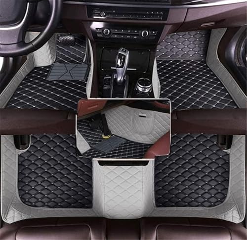 Nsgdda Nach Maß Auto Fußmatten Auto Matte Anpassbare 98% Auto Modell PU Leder voller bedeckter Schutz Advanced Performance Liners (Grau+Schwarz Beige) von Nsgdda