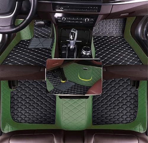 Nsgdda Nach Maß Auto Fußmatten Auto Matte Anpassbare 98% Auto Modell PU Leder voller bedeckter Schutz Advanced Performance Liners (Grün+Schwarz Beige) von Nsgdda