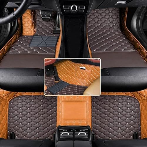 Nsgdda Nach Maß Auto Fußmatten Auto Matte Anpassbare 98% Auto Modell PU Leder voller bedeckter Schutz Advanced Performance Liners (Hellbraun+braun) von Nsgdda