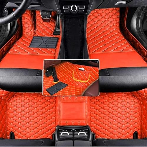 Nsgdda Nach Maß Auto Fußmatten Auto Matte Anpassbare 98% Auto Modell PU Leder voller bedeckter Schutz Advanced Performance Liners (Orange) von Nsgdda