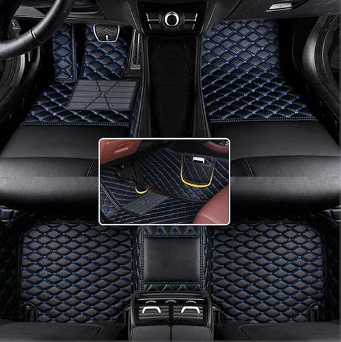 Nsgdda Nach Maß Auto Fußmatten Auto Matte Anpassbare 98% Auto Modell PU Leder voller bedeckter Schutz Advanced Performance Liners (Schwarz Blau) von Nsgdda