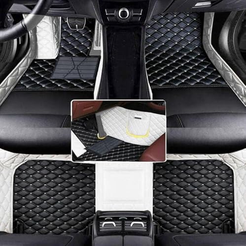 Nsgdda Nach Maß Auto Fußmatten Auto Matte Anpassbare 98% Auto Modell PU Leder voller bedeckter Schutz Advanced Performance Liners (Weiß+Schwarz Beige) von Nsgdda