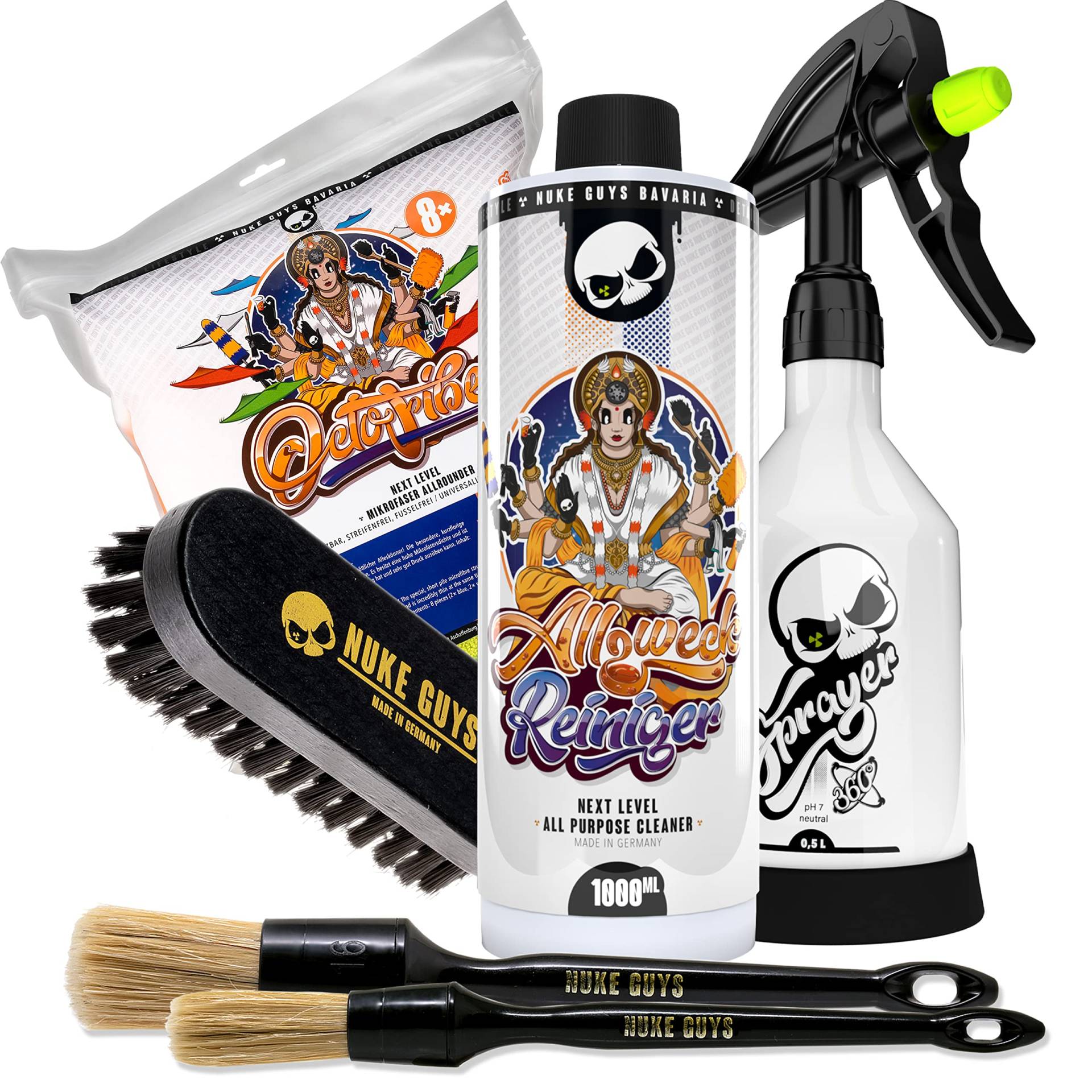 Nuke Guys Allzweckreiniger Bundle - für Auto Innen-& Außenreinigung - Allzeckreiniger Konzentrat 1L + Sprühflasche + 1x Polster-/Lederbürste + 2X Reinigungspinsel + 8X Mikrofaser Set Nuke Guys Allzweckreiniger Bundle - für Auto Innen-& Außenreinigung - Allzeckreiniger Konzentrat 1L + Sprühflasche + 1x Polster-/Lederbürste + 2X Reinigungspinsel + 8X Mikrofaser Set von Nuke Guys