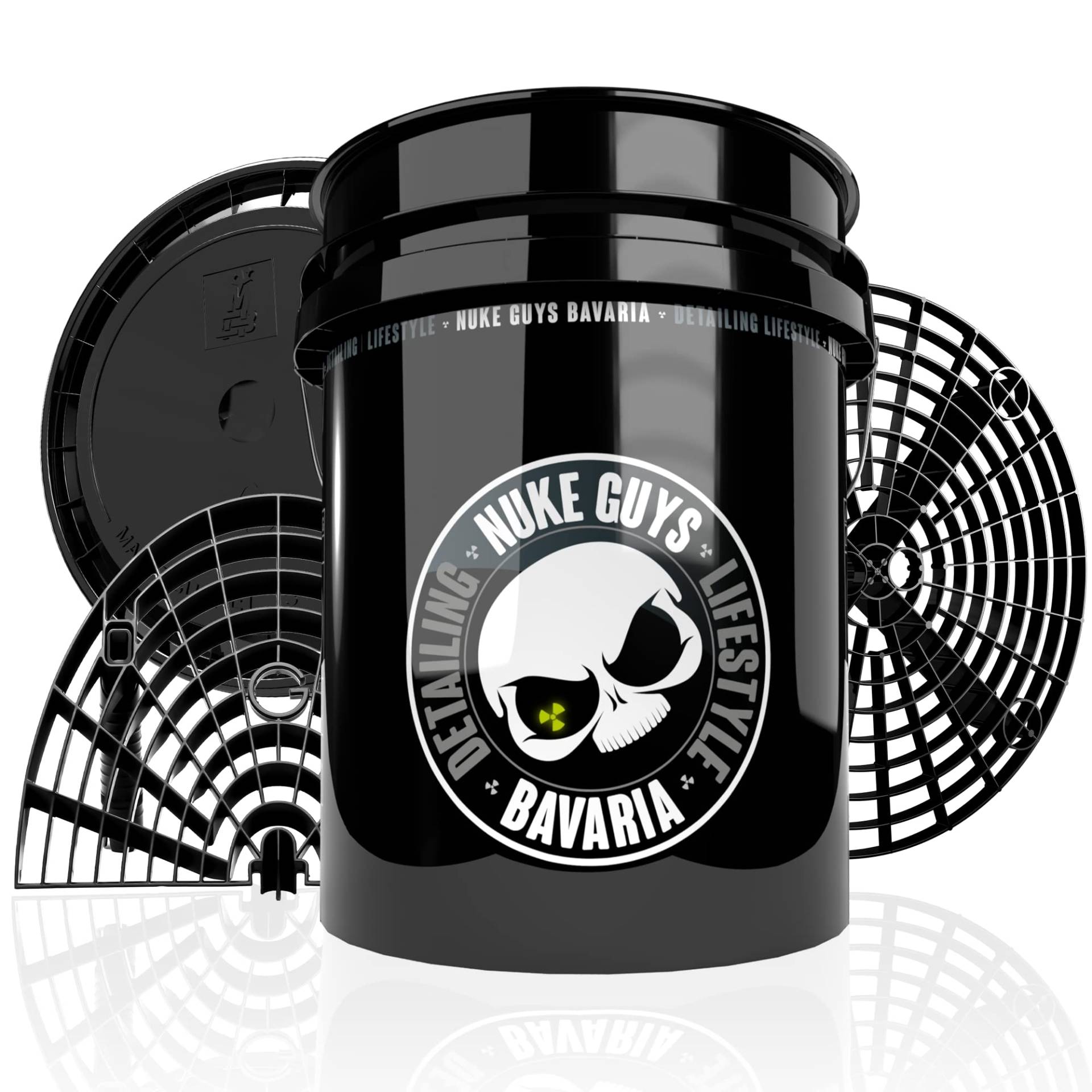 Nuke Guys Auto Wasch Eimer Set, Nuke Bucket 5 US Gallonen (ca.20 Liter), Nuke Grit Made by GritGuard USA, Magic Bucket Klickdeckel, Nuke Board Washboard Made by GritGuard von Nuke Guys