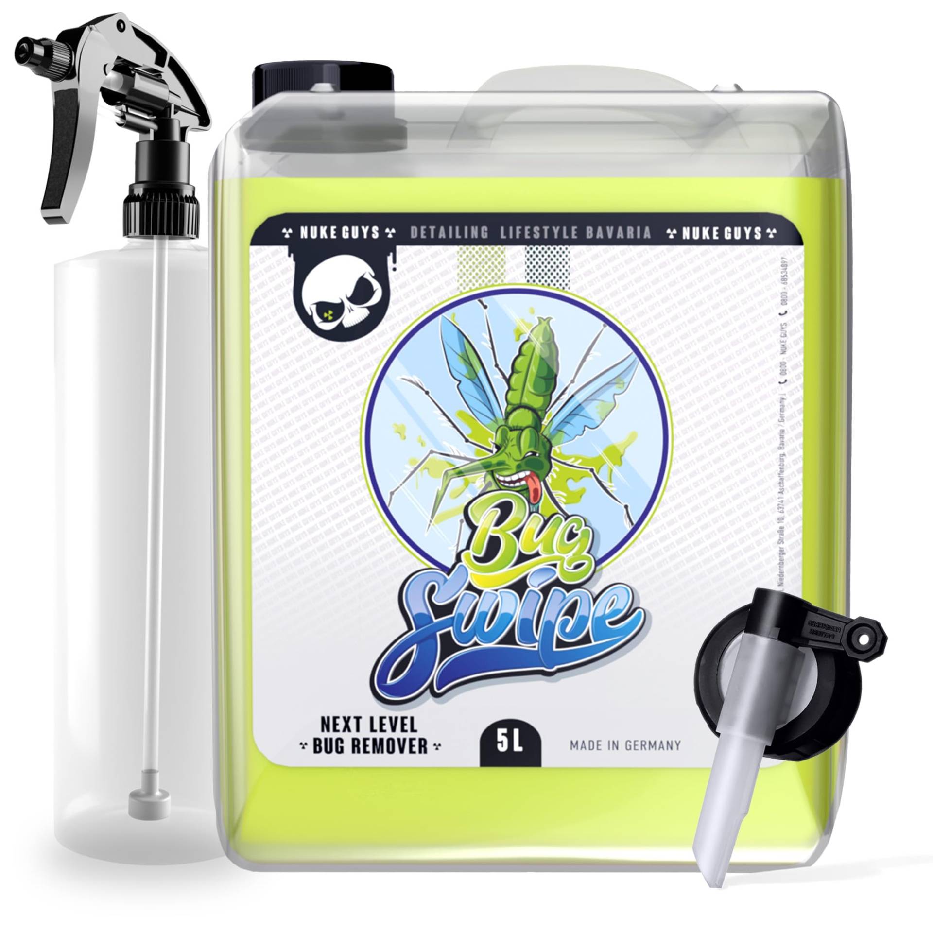 Nuke Guys Bug Swipe Auto Insektenentferner 5 Liter Kanister mit Dispenser, Leerflasche + Trigger - optimal auch für Motorrad Reinigung, ideal für hartnäckige Verschmutzungen wie Insektenreste … Nuke Guys Bug Swipe Auto Insektenentferner 5 Liter Kanister mit Dispenser, Leerflasche + Trigger - optimal auch für Motorrad Reinigung, ideal für hartnäckige Verschmutzungen wie Insektenreste … von Nuke Guys