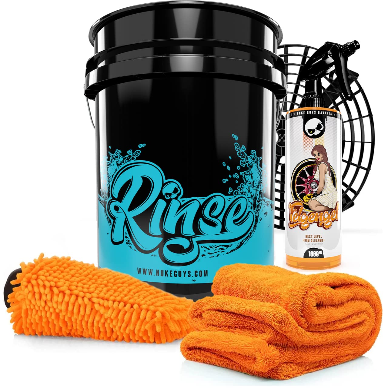 Nuke Guys professionelles Auto Waschset für die optimale Handwäsche - Rinse Bucket 5GAL mit Grit Guard + Felgengel Felgenreiniger 1L pH neutral + Gamma Dryer XXL Trockentuch + Waschhandschuh Nuke Guys professionelles Auto Waschset für die optimale Handwäsche - Rinse Bucket 5GAL mit Grit Guard + Felgengel Felgenreiniger 1L pH neutral + Gamma Dryer XXL Trockentuch + Waschhandschuh von Nuke Guys