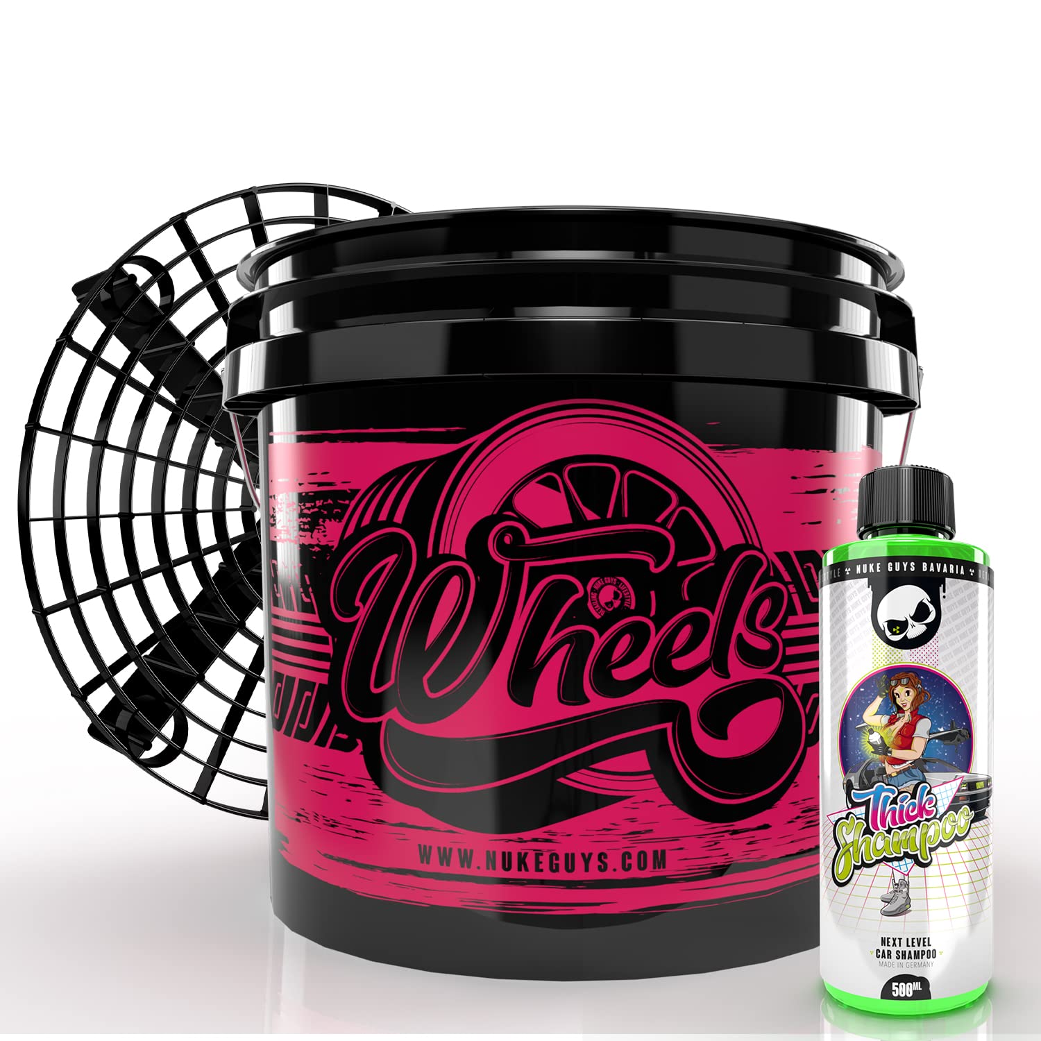 Nuke Guys professionelles Auto Waschset für die optimale Handwäsche: Basis Motorrad & Felgenset mit Nuke Guys Wheels Bucket 3,5GAL, Thick Shampoo 500ml Konzentrat + Grit Guard Einsatz von Nuke Guys