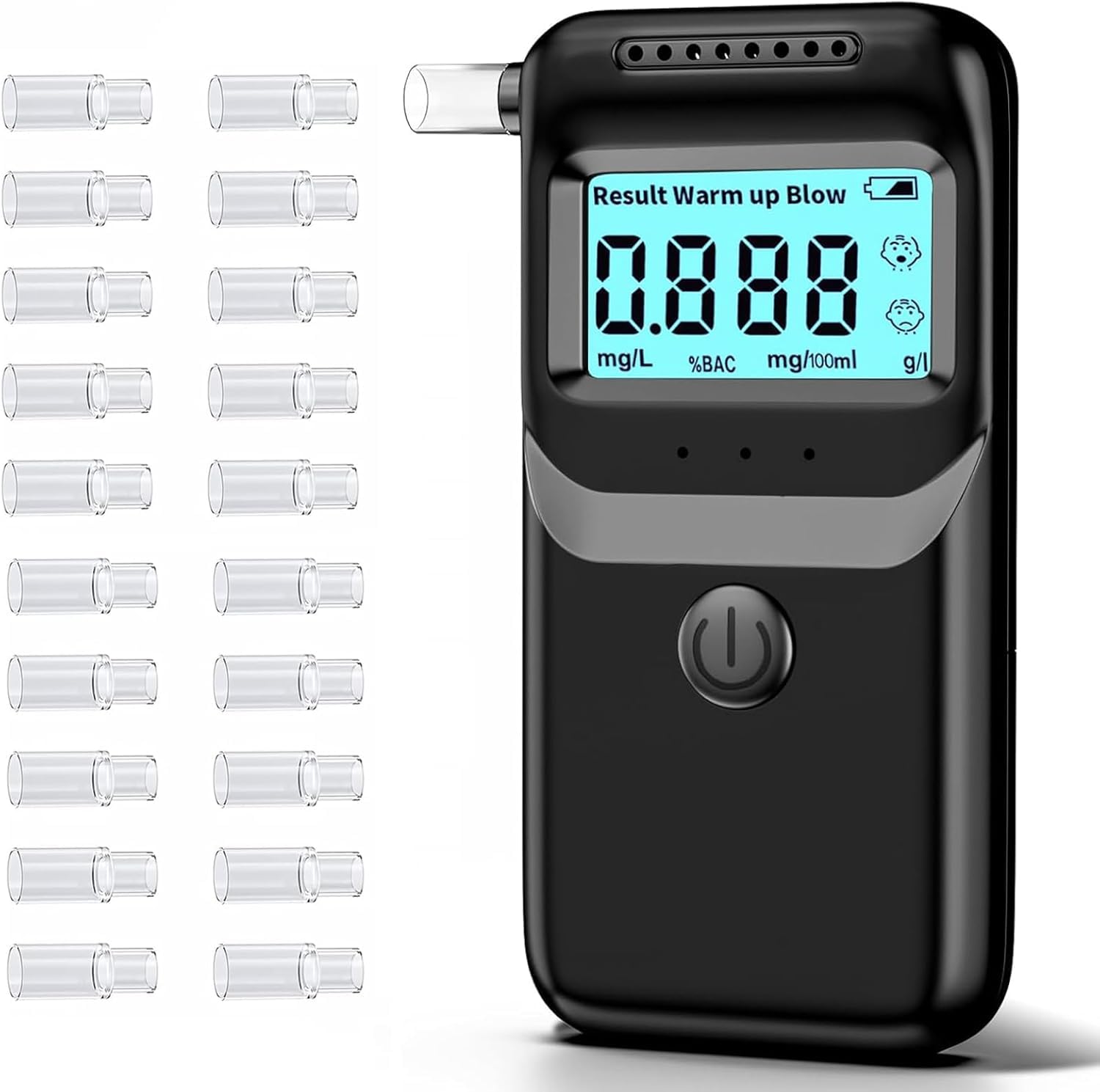 Elektronischer Alkoholtester, Alkoholtester, elektronisch, NF-zugelassen, mit digitaler LCD-Anzeige, Blau, professioneller Alkoholtester für den Heimgebrauch, mit 20 Mundstücken Elektronischer Alkoholtester, Alkoholtester, elektronisch, NF-zugelassen, mit digitaler LCD-Anzeige, Blau, professioneller Alkoholtester für den Heimgebrauch, mit 20 Mundstücken von NulSky