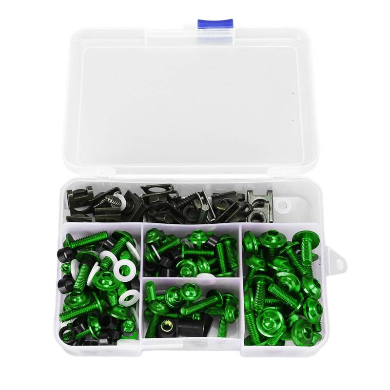 Nutriess Motorradverkleidung Bolzen Kit Bunt M5 M6 Befestigungsschrauben 177pcs GSXR600 GSXR750 Schwarzer Ersatz Vielseitiger Sicherheitsanpassung (Grün) von NutriEss