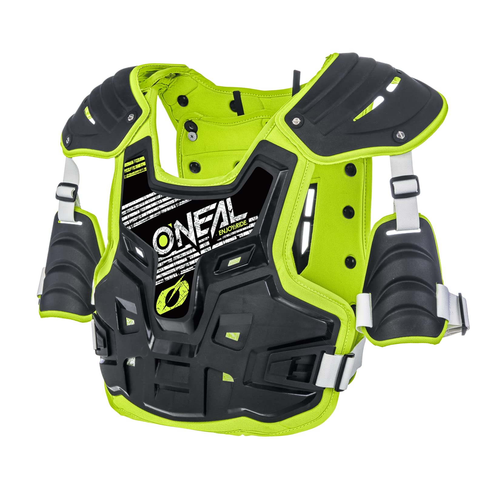 O'NEAL | Brustprotektor | Motocross Enduro | Aus Kunststoff-Spritzguss, Verstellbare Hüftgurte PXR Stone Shield Brustpanzer | Erwachsene | Schwarz Neon-Gelb | One Size von O'NEAL