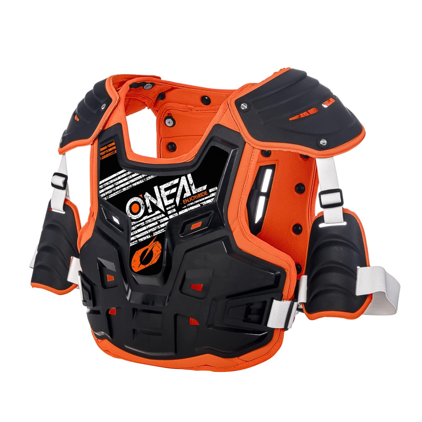 O'NEAL | Brustprotektor | Motocross Enduro | Aus Kunststoff-Spritzguss, Verstellbare Hüftgurte PXR Stone Shield Brustpanzer | Erwachsene | Schwarz Orange | One Size von O'NEAL