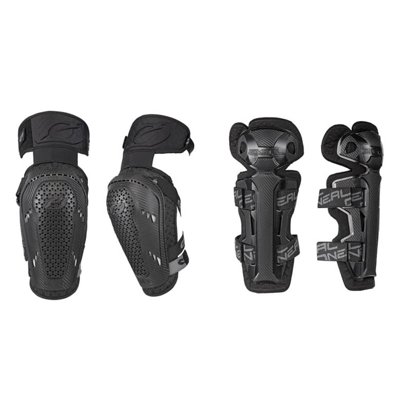 O'NEAL Ellenbogenprotektor PRO III Elbow Guard Black & 0251E-107 Pro II RL Knie Protektor Carbon Optik Schienbein MX MTB DH BMX Schutz, schwarz von O'NEAL