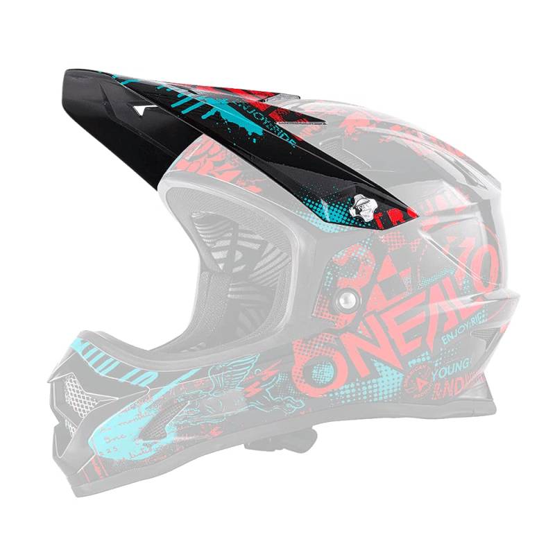 O'NEAL | Ersatzschirm Mountainbike-Helm | Motocross MX Enduro | Ersatzschirm für Backflip RL2 Attack| Spare Visor Backflip RL2 Attack| Erwachsene | Schwarz Rot Türkis | One Size von O'NEAL