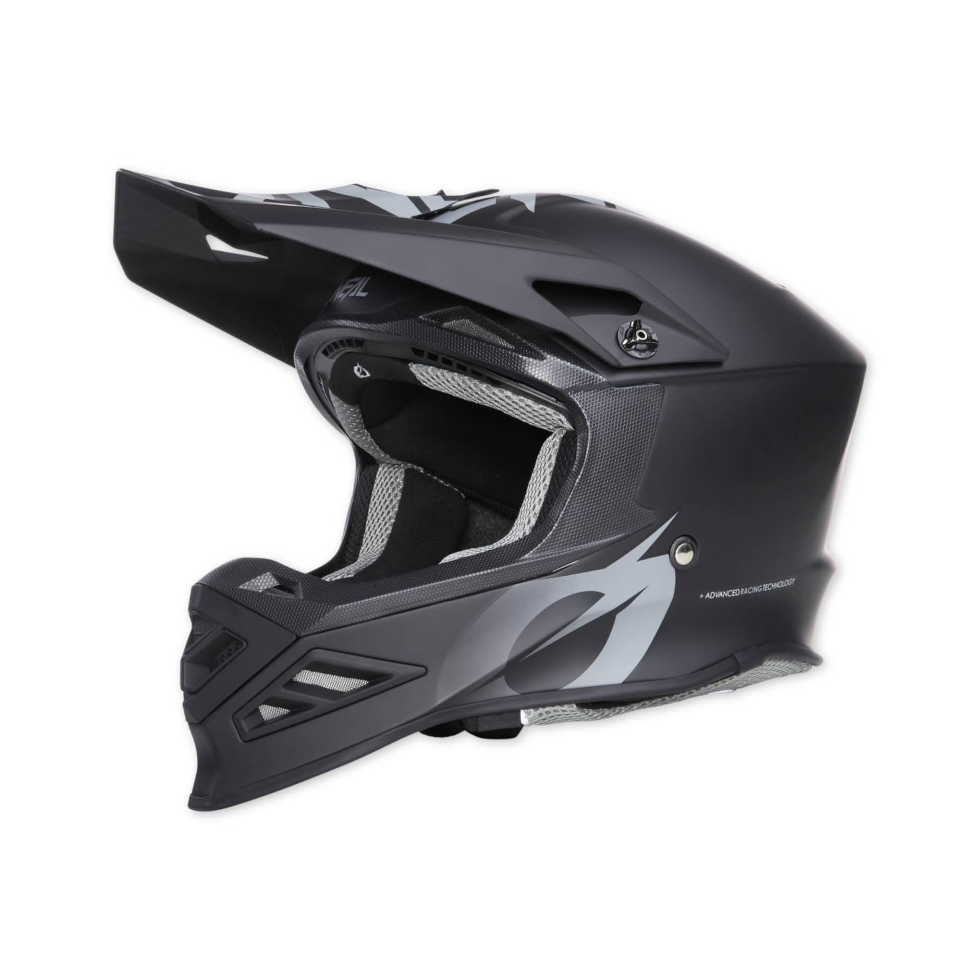 O'NEAL F-SRS Helmet Solid Motocross Helm I MX Enduro Helm Airflaps kompatibel I Crosshelm mit Coolmax Innenfutter & Doppel-D-Verschluss I Schwarz I Größe S von O'NEAL