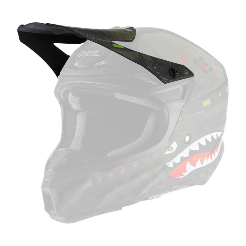 O'NEAL | Motocross-Helm-Ersatzteile | Enduro Motorrad | Ersatzschirm 5SRS Helm Warhawk | Spare Visor 5SRS Warhawk Helmet | Schwarz Grün | One Size von O'NEAL
