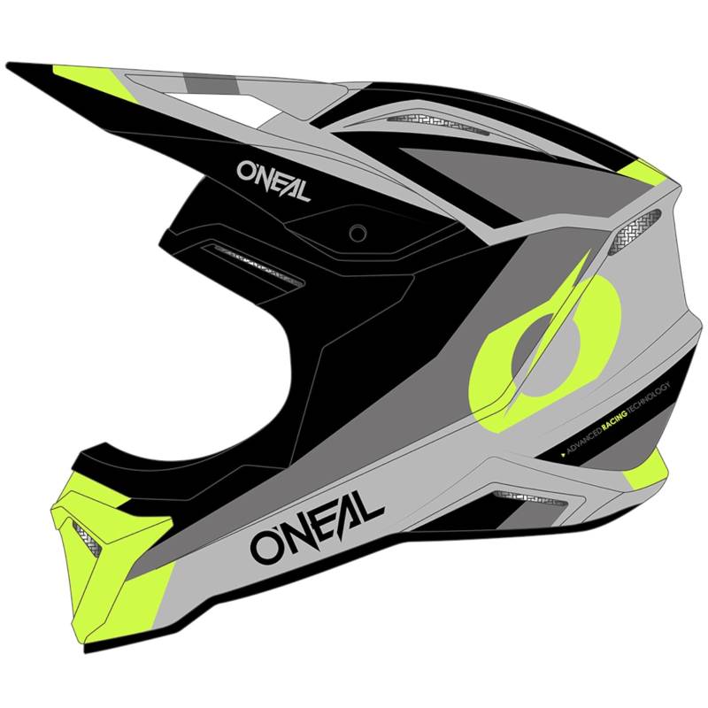 O'NEAL | Motocross-Helm | Kinder | MX Enduro | ABS-Schale, Komfort-Innenfutter, Lüftungsöffnungen für optimale Belüftung & Kühlung | 1SRS Youth Helmet Stream V.24 | Schwarz Neon Gelb | Größe L von O'NEAL