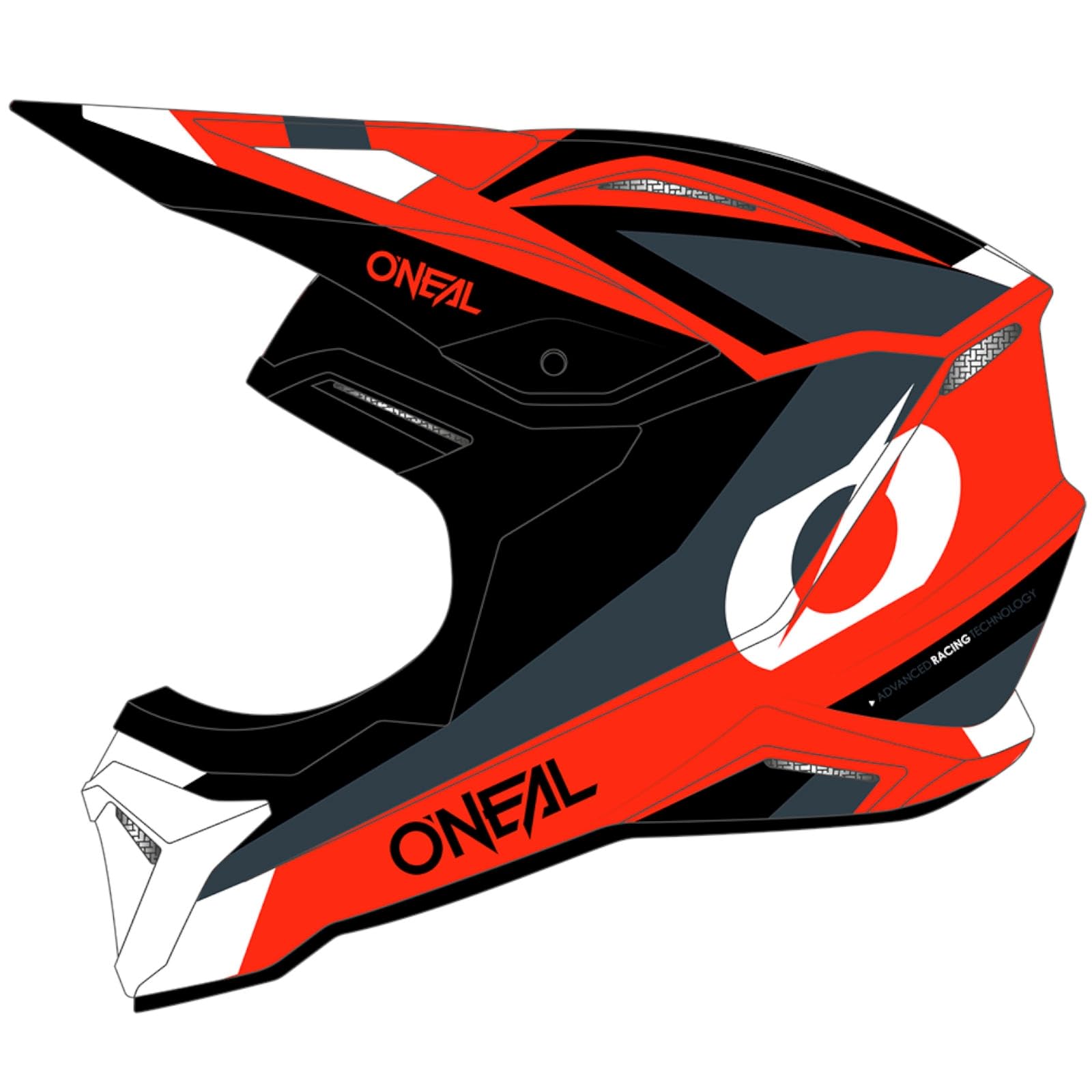 O'NEAL | Motocross-Helm | Kinder | MX Enduro | ABS-Schale, Komfort-Innenfutter, Lüftungsöffnungen für optimale Belüftung & Kühlung | 1SRS Youth Helmet Stream V.24 | Schwarz Rot | Größe XL von O'NEAL