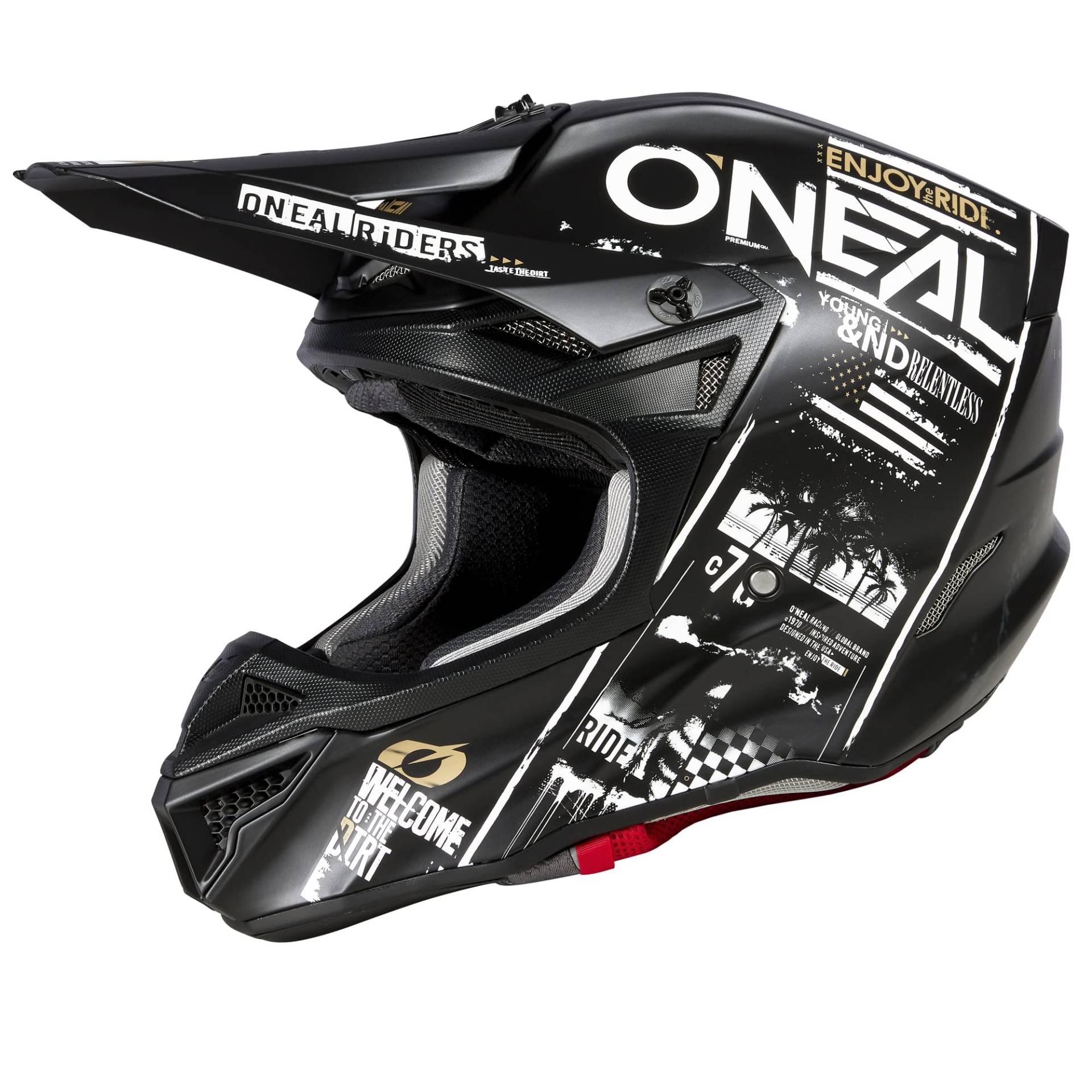 O'NEAL | Motocross-Helm | MX Enduro | 2 Außenschalen & 2 EPS für erhöhte Sicherheit | 5SRS Polyacrylite Helmet Attack V.23 | Erwachsene | Schwarz Weiß | M (57/58 cm) von O'NEAL