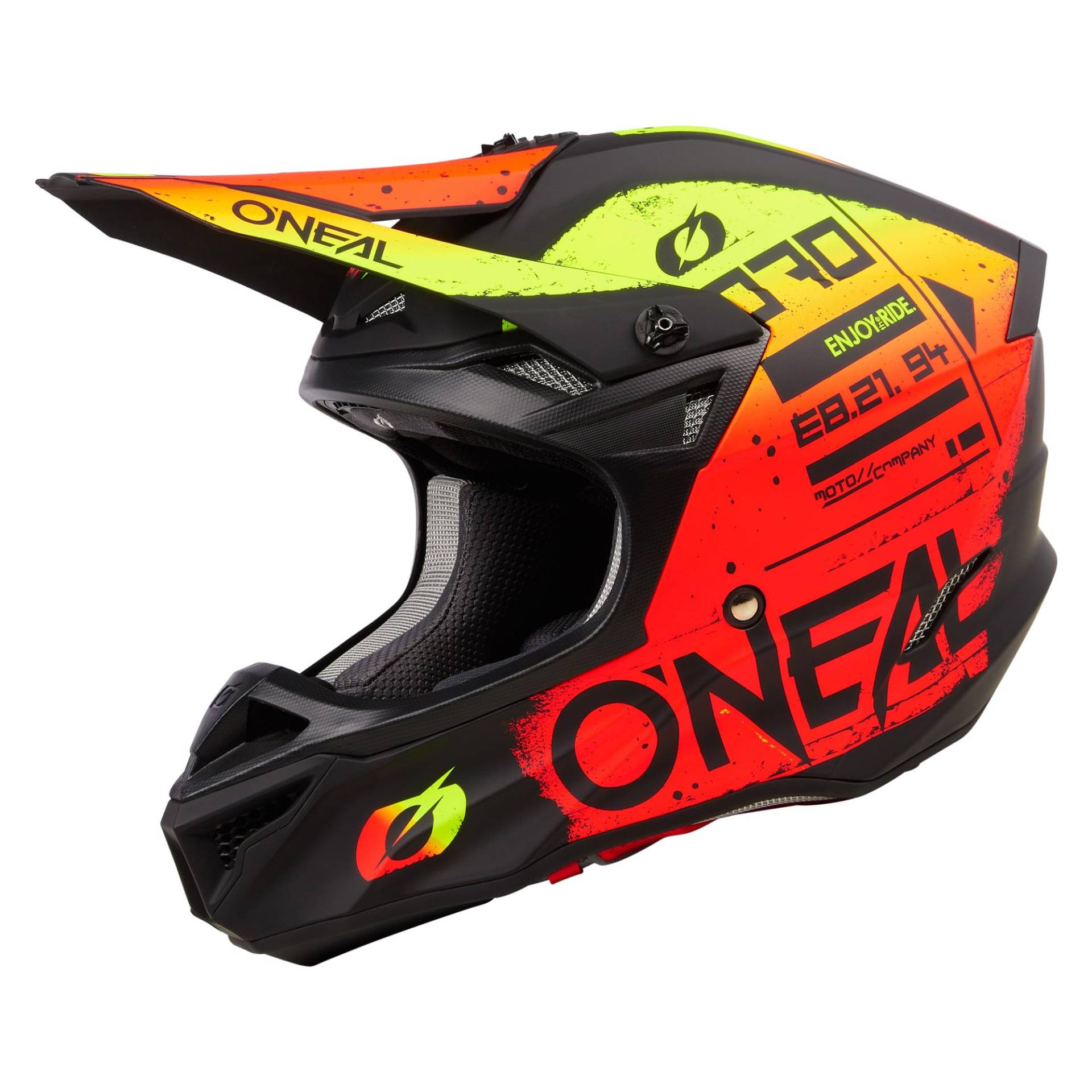O'NEAL | Motocross-Helm | MX Enduro | 2 Außenschalen & 2 EPS für erhöhte Sicherheit | 5SRS Polyacrylite Helmet SCARZ V.24 | Erwachsene | Schwarz Rot Gelb | Größe L von O'NEAL