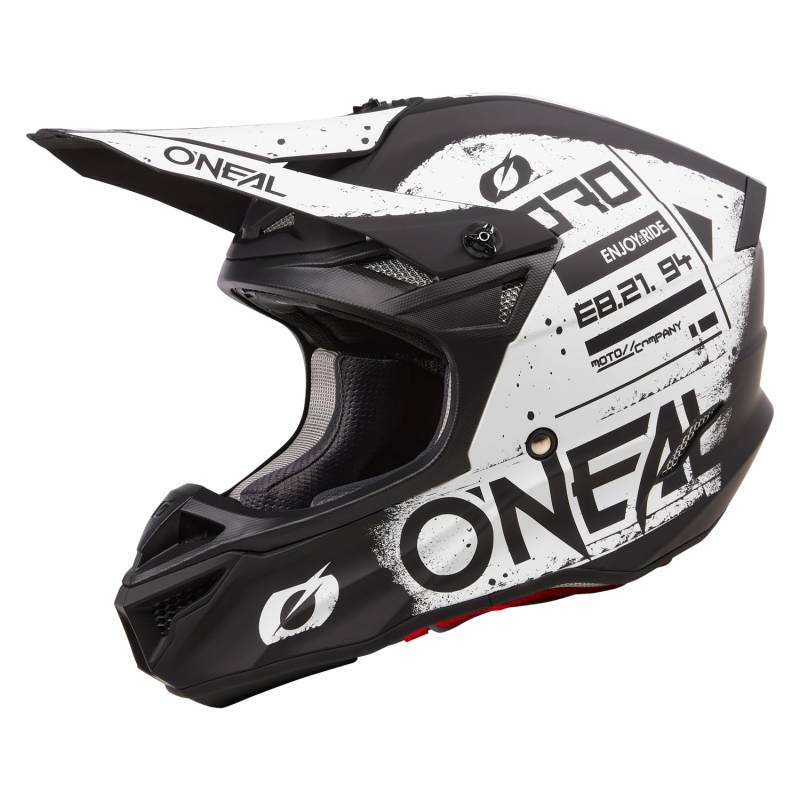 O'NEAL | Motocross-Helm | MX Enduro | 2 Außenschalen & 2 EPS für erhöhte Sicherheit | 5SRS Polyacrylite Helmet SCARZ V.24 | Erwachsene | Schwarz Weiß | Größe L von O'NEAL
