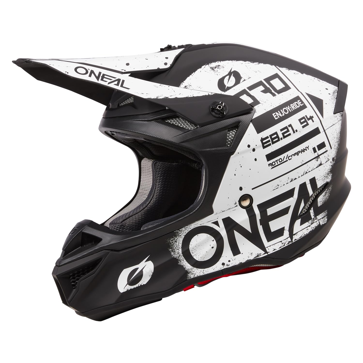 O'NEAL | Motocross-Helm | MX Enduro | 2 Außenschalen & 2 EPS für erhöhte Sicherheit | 5SRS Polyacrylite Helmet SCARZ V.24 | Erwachsene | Schwarz Weiß | Größe S von O'NEAL