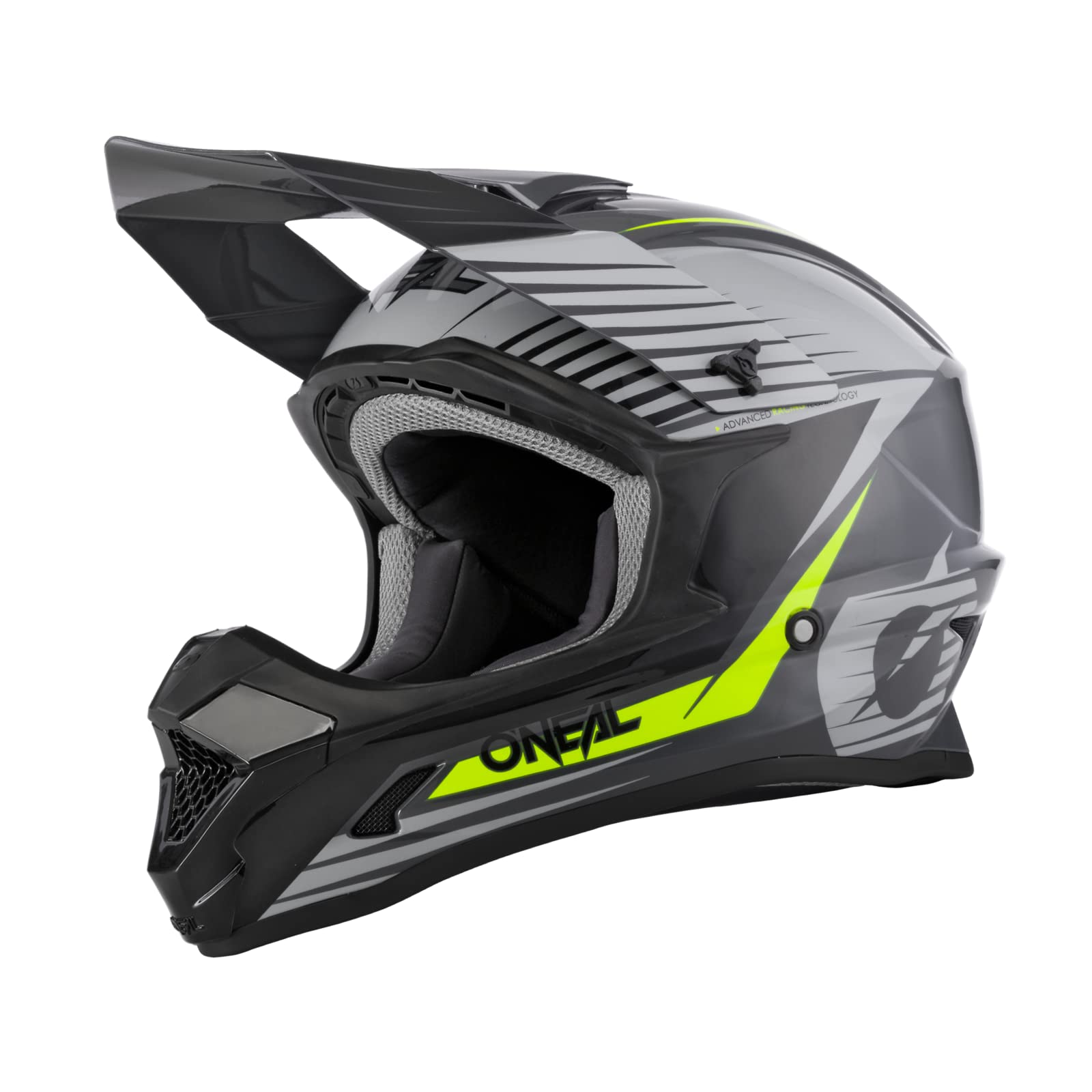 O'NEAL | Motocross-Helm | MX Enduro Motorrad | ABS-Schale, , Lüftungsöffnungen für optimale Belüftung & Kühlung | 1SRS Helmet Stream | Erwachsene | Grau Neon-Gelb | Größe M von O'NEAL